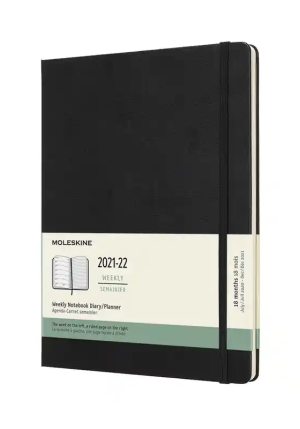 18m Weekly Xl Black Hard Cover fronte