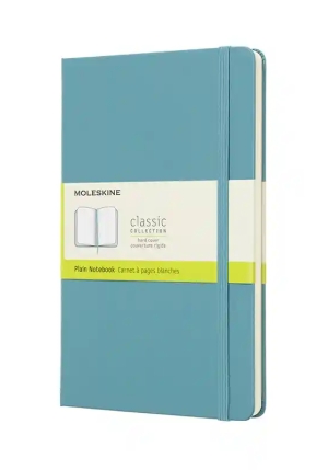 Moleskine Classic Notebook Large Plain Hard Cover Reef Blue fronte