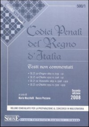 Codici Penali Del Regno D'italia fronte