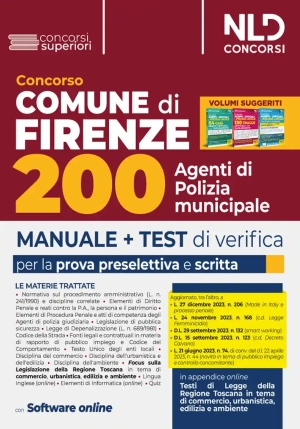 200 Agenti Polizia Municipale - Comune Firenze - Manuale Prova Preselett fronte