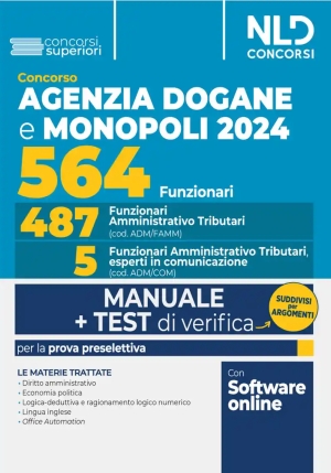 564 Funzionari Agenzia Dogane - Manuale Prova Preselettiva fronte