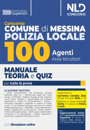 100 Agenti Istruttori Polizia Locale - Comune Messina - Manuale + Quiz fronte