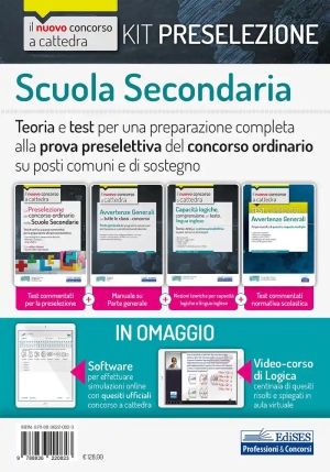 Kit 4v - Preselezione Scuola Secondaria - Prova Preselettiva + Sostegno fronte