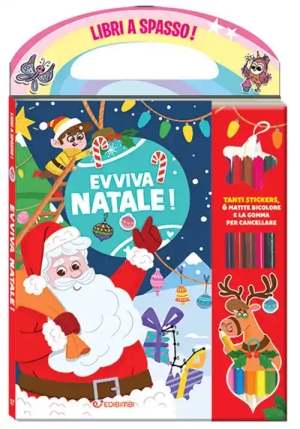 Evviva Il Natale! Libri A Spasso. Con Gomma Per Cancellare. Con 6 Matite Bicolore. Con Adesivi fronte