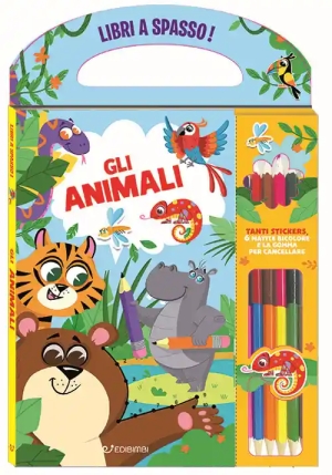 Animali. Libri A Spasso. Ediz. A Colori. Con Gomma. Con 6 Matite Bicolore (gli) fronte