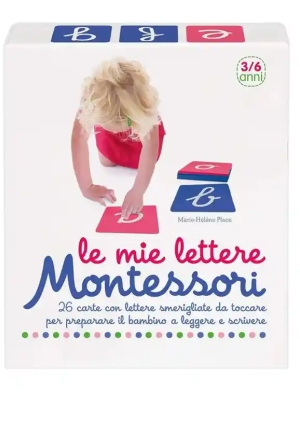 Mie Lettere Montessori. 26 Carte Con Lettere Smerigliate Da Toccare Per Preparare Il Bambino A Legge fronte