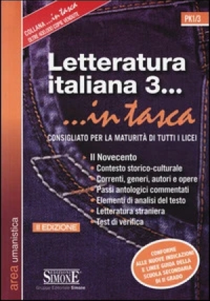 Pk1/3  Letteratura Italiana 3... In Tasca fronte