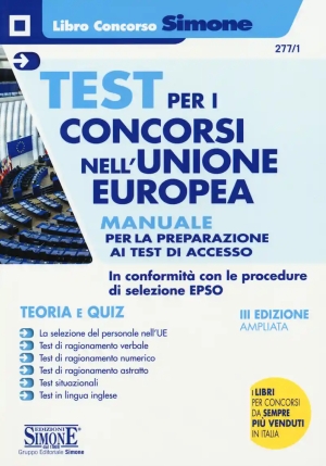 277/1  Test Per I Concorsi Nell'unione Europea. Manuale Preparazione Ai Test Accesso. Teoria E Quiz fronte