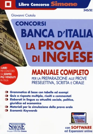 Concorsi Banca D'italia. La Prova D'inglese. Manuale Completo Per La Preparazione Alle Prove Preselettiva, Scritta E Orale. Con  fronte