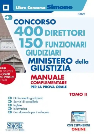 Concorso 400 Direttori 150 Funzionari Giudiziari. Ministero Della Giustizia. Manuale Complementare P fronte