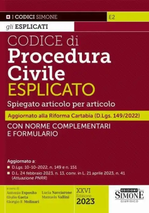 Codice Procedura Civile Esplicato 26ed. fronte