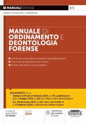 Manuale Ordinamento Deontologia Forense fronte