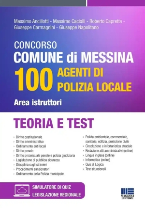 100 Agenti Istruttori Polizia Locale - Comune Messina - Manuale + Quiz fronte