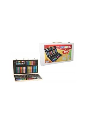 Set Artistico 180 Colori In Valigetta Di Legno fronte