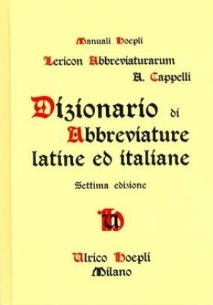 Dizionario Di Abbreviature Latine Ed Italiane fronte