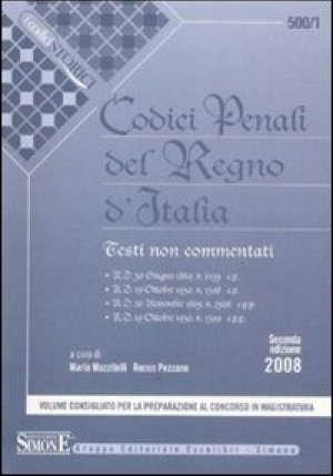 Codici Penali Del Regno D'italia fronte