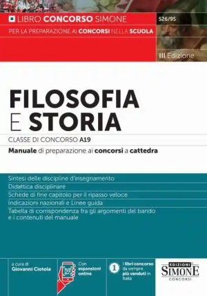 Manuale Filosofia Storia Classe A19 fronte