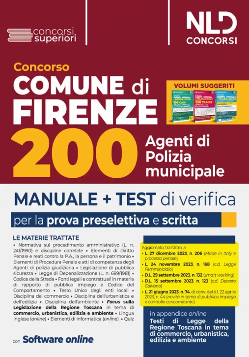 Immagine 0 di 200 Agenti Polizia Municipale - Comune Firenze - Manuale Prova Preselett