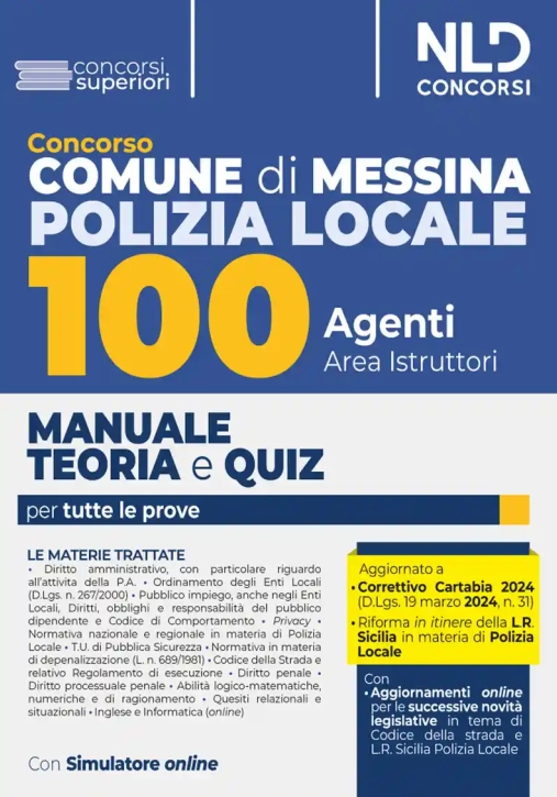 Immagine 0 di 100 Agenti Istruttori Polizia Locale - Comune Messina - Manuale + Quiz