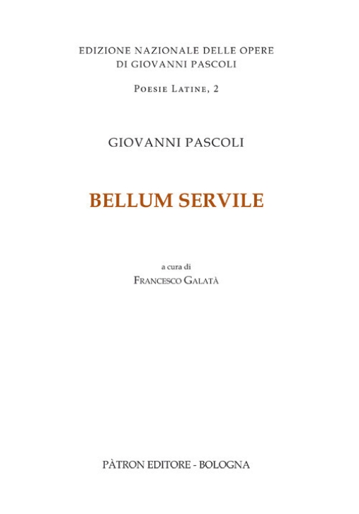 Immagine 0 di Bellum Servile A Cura Di Franc