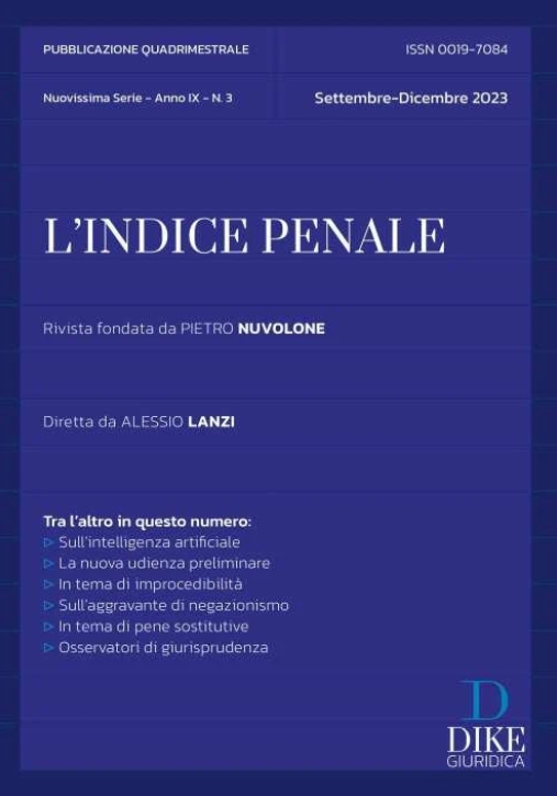 Immagine 0 di Rivista - L'indice Penale N3/2023