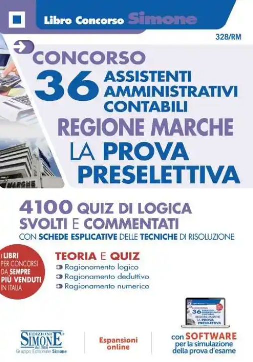 Immagine 0 di Concorso 36 Assistenti Amministrativi Contabili. Regione Marche. La Prova Preselettiva. Con Aggiornamento Online. Con Software D