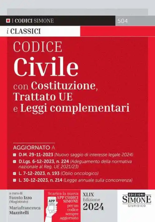 Immagine 0 di Codice Civile 2024 49ed. Leggi Compl.