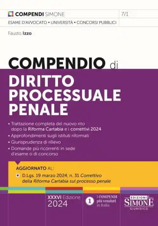 Immagine 0 di Compendio Diritto Processuale Penale 36e