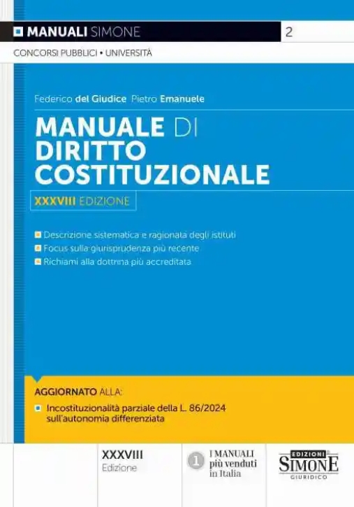 Immagine 0 di Manuale Diritto Costituzionale 38ed.