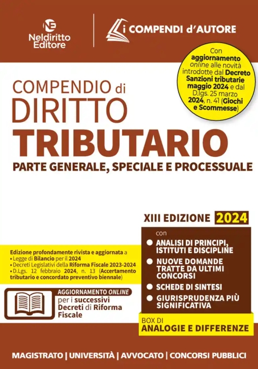 Immagine 0 di Compendio Diritto Tributario 2024