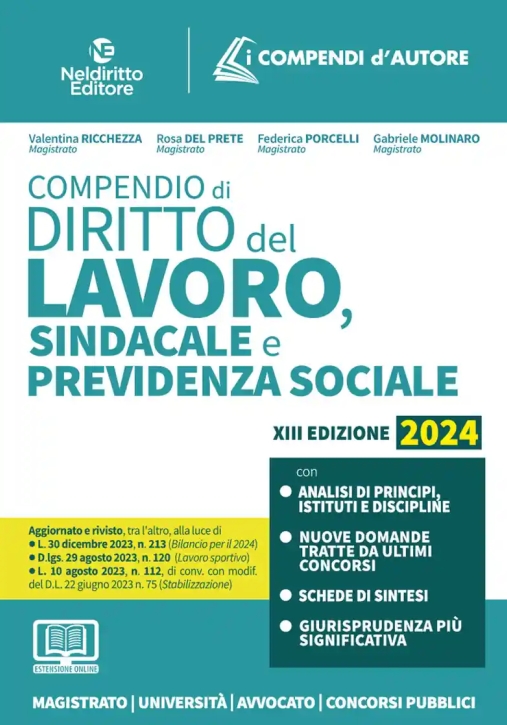 Immagine 0 di Compendio Diritto Del Lavoro 2024