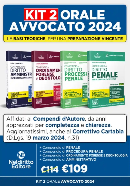 Immagine 0 di Kit 4v - Compendi - Amminstrativo + Ordinamento Forense + Penale + P.pen