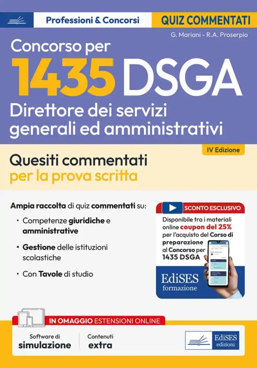 Immagine 0 di 1435 Dsga - Direttore Servizi Generali + Amministrativi - Quiz Commentat