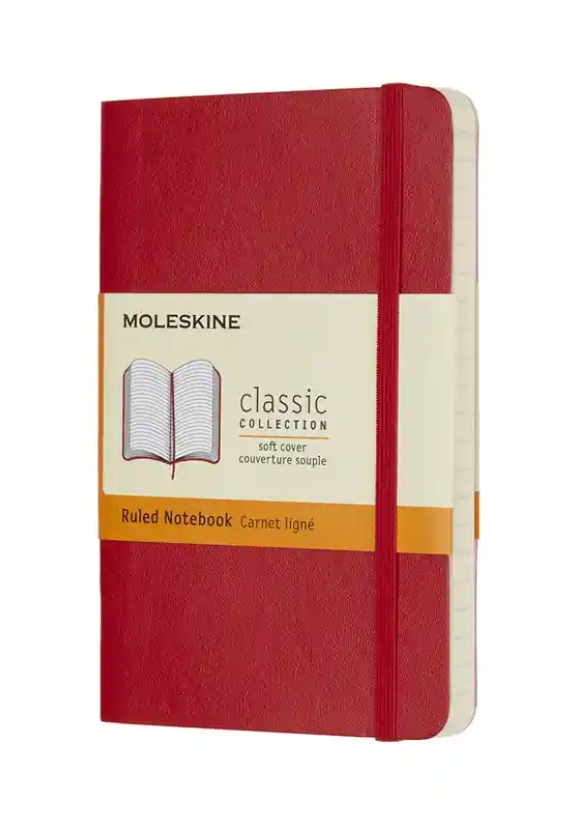 Moleskine Notebook Pocket Ruled Scarlet Red Soft Cover