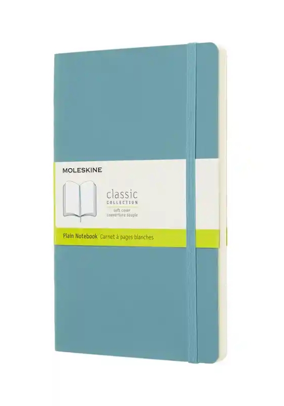 Moleskine Classic Notebook Large Plain Soft Cover Reef Blue