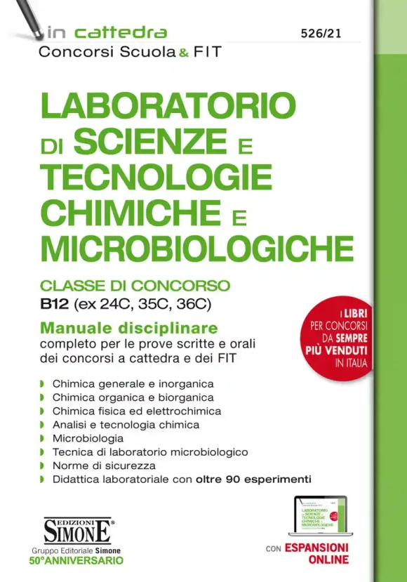 526/21 Laboratorio Di Scienze E Tecnolo Chimiche E Microb Classi Concorso B12 (ex 24c, 35c, 36c). 