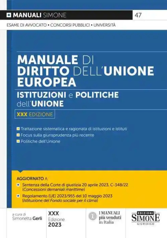 Manuale Diritto Unione Europea 30ed.