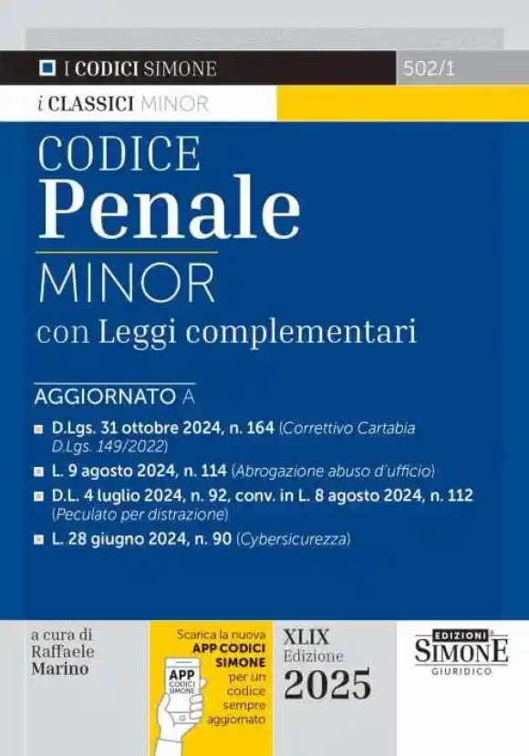 Codice Penale Minor 2025 49ed.