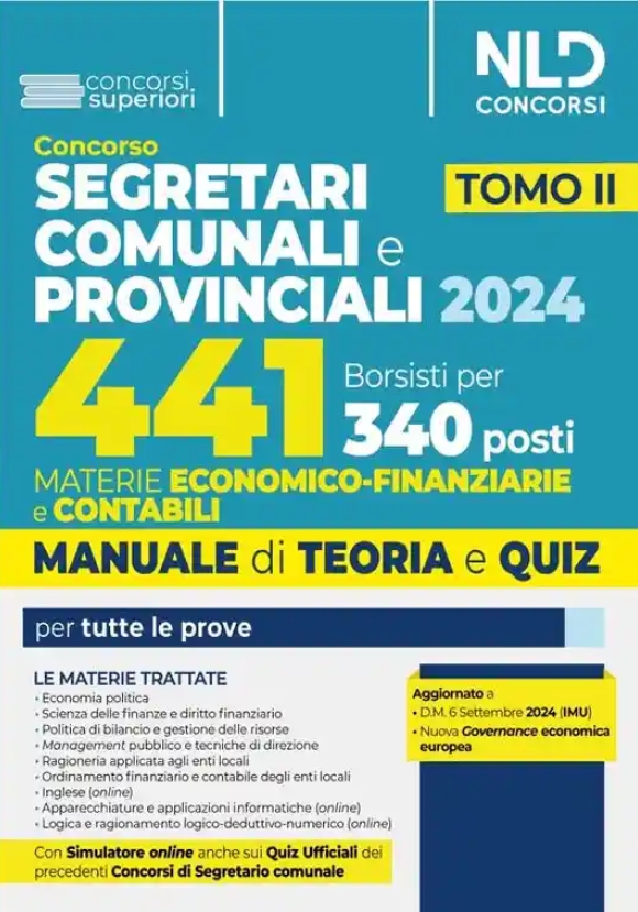 441 Segretari Comunali - Materie Economiche - Tomo 2 - Manuale + Quiz