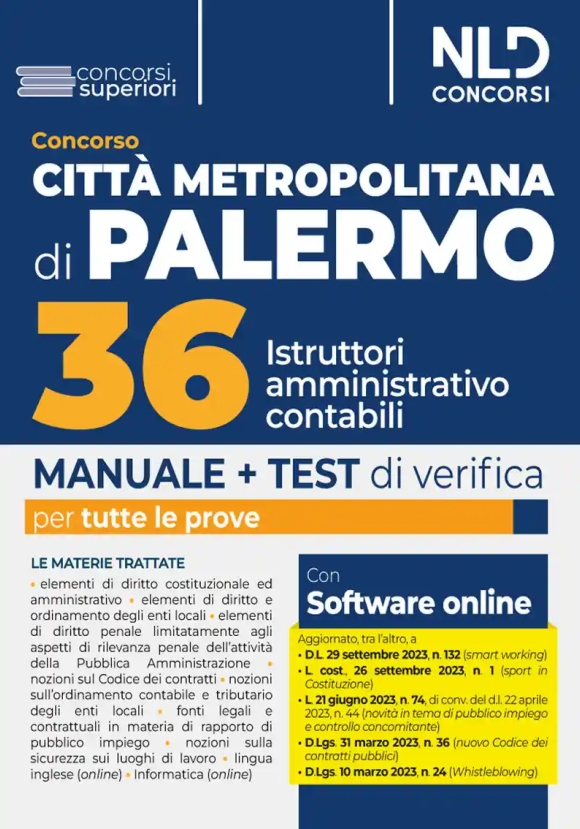 36 Istruttori Contabili - Citta' Palermo - Manuale Prova Scritta + Orale