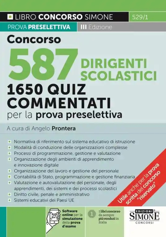 587 Dirigenti Scolastici - 1675 Quiz Prova Preselettiva